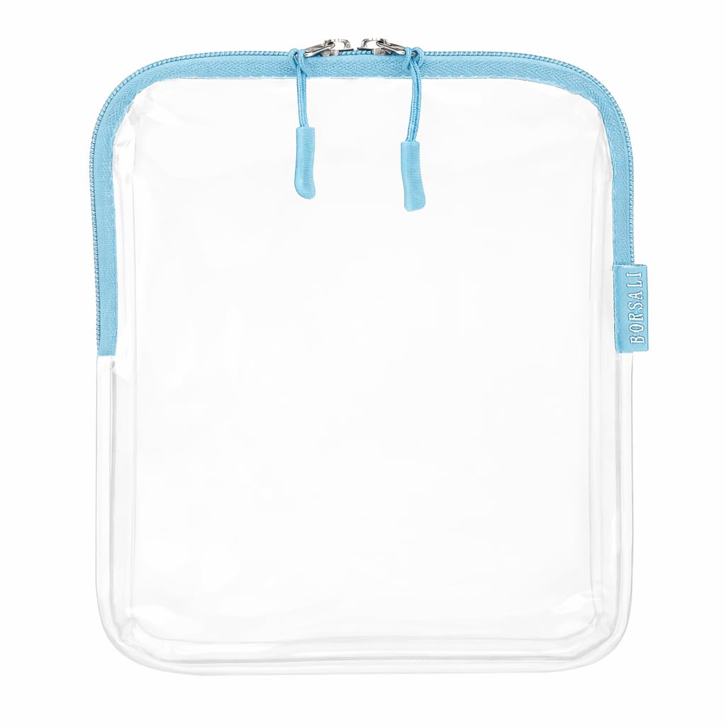 BORSALI TSA Approved Toiletry Bag - Clear Quart Size for 3-1-1 Carry On Travel - Makeup Organizer Cosmetic Pouch with Zipper - Travel Accessories -