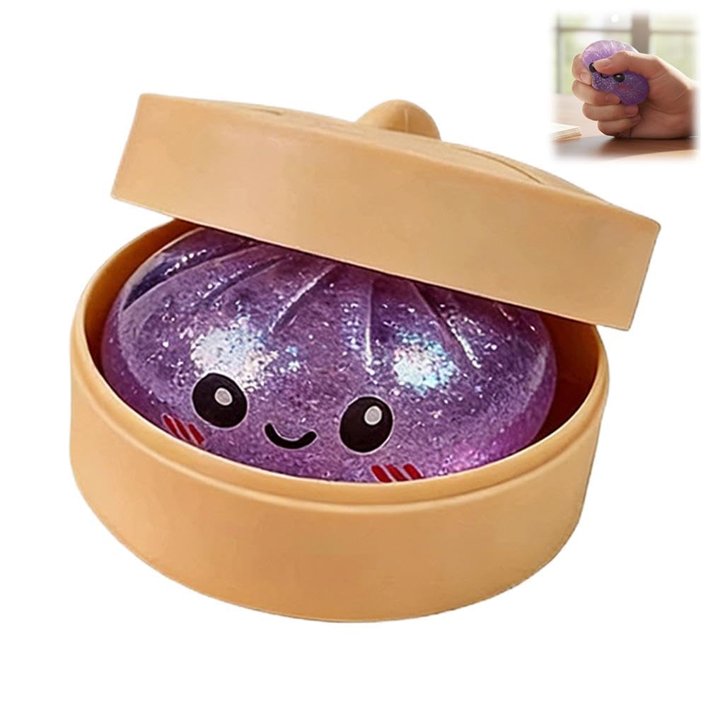 FDEFIRTFG Squeeze toys, Dumpling Squishies, Gold Powder Maltose Mystery Box, Colorful Dumplings Stress Balls(Gold Powder Purple)
