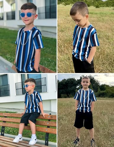 Image of Arshiner Boys Drop Shoulder T-Shirt & Drawstring Waist Shorts Summer Casual Outfits (5-12 Years)