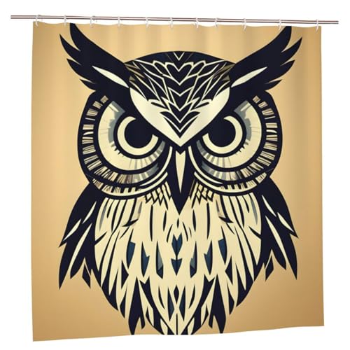 Rideau de douche hibou en polyester 183x183 cm avec boutons-pression