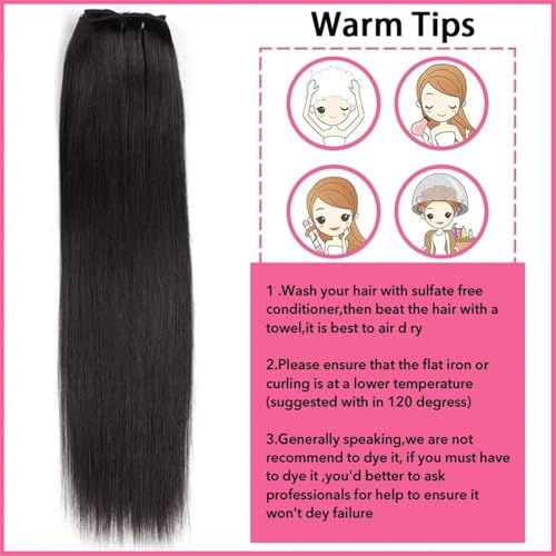 Extensiones de cabello con clip de pelo humano real lacio de 24 pulgadas 6