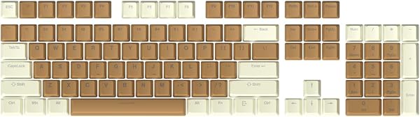 ゲーミングキーキャップ 104 キー ABS コーヒーセット ダブルショット OEM プロファイル MX 構造 Cherry/Gateron/Kailh/Otemu/Akko/Epomakeスイッチと互換性 61 キー (60%)、84/87 キー (80% TKL)、 92/96 キー (85%)、100 キー (96%) キープーラー付きメカニカル 切り替 可愛いプレゼント(Brown) - 1