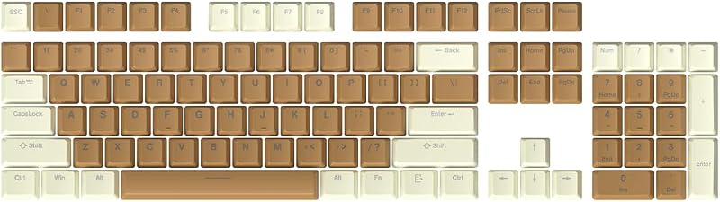 ゲーミングキーキャップ 104 キー ABS コーヒーセット ダブルショット OEM プロファイル MX 構造 Cherry/Gateron/Kailh/Otemu/Akko/Epomakeスイッチと互換性 61 キー (60%)、84/87 キー (80% TKL)、 92/96 キー (85%)、100 キー (96%) キープーラー付きメカニカル 切り替 可愛いプレゼント（Brown）