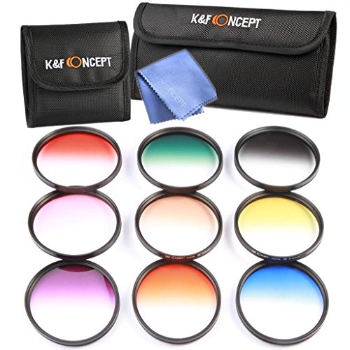 K&F Concept Slim 9pcs 67mm Graduated Color Filter Set Compatible with Canon Rebel