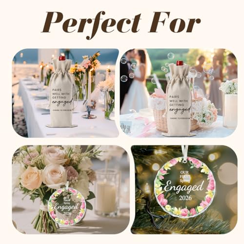 Image of 1st Spring Engaged Engagement Gifts for Couples Her Engagement Party Decorations for Women Couple Our First Spring Engaged Wine Bag Acrylic Ornament 2026