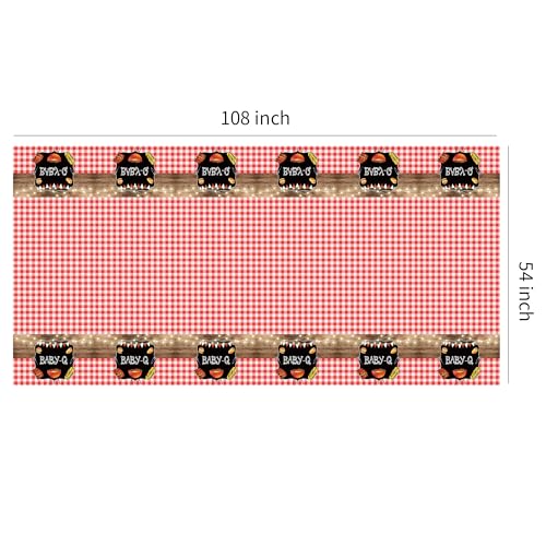 Image of Baby Q Baby Shower Tablecloth Decorations - Disposable BBQ Baby Shower Decorations Party Supplies Table Cover - 3 Pack (54in x 108in)