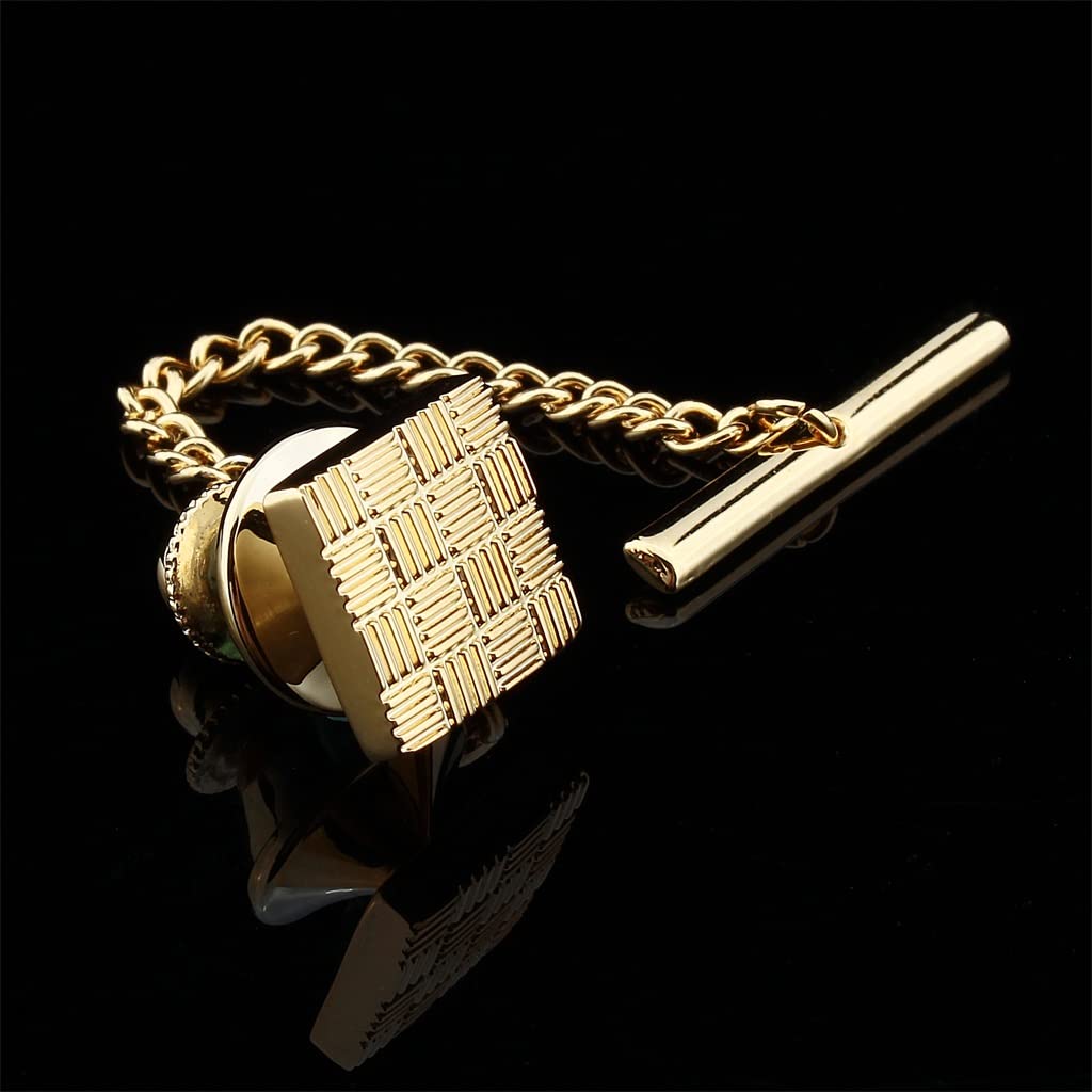 Modische Krawattennadeln aus Metall, Goldener Herrenschmuck, Krawattennadeln mit Kettenverschlüssen, dekorative Accessoires (B, Einheitsgröße)