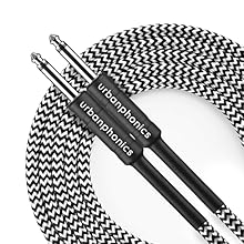 Premium Quality Black & White Vintage Tweed Instrument Lead Cable Ultra Low Impedance Copper Core & Hum Cancelling Braided Shielding 1/4" Mono Lead - ideal for all home, live and studio applications Urbanphonics Instrument Cable is backed with a Five...