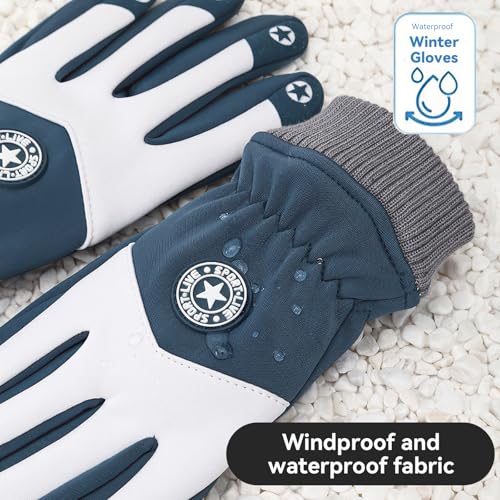 Image of PARDUS Kids Sport Gloves - Fleece Lining for Warmth, Suitable for Primary School Boys and Girls, Thickened for Biking and Snow Play, Windproof and Waterproof Cycling Gloves