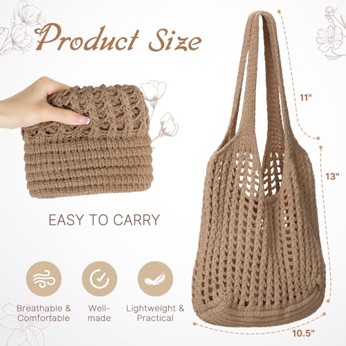 Image of Tavaleu Crochet Tote Beach Bags for Women, Mesh Beach Tote Knit Bag, Summer Vacation Aesthetic Boho Hobo Shoulder Bag