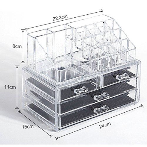 Taylor & Brown Acrylic Makeup Organizer with 20 Sections & Drawers - Image 3