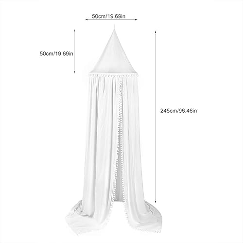 Miniatura 7 de Toldo de cama con mosquitera para niñas, cómoda tienda de campaña de algodón para cuna de bebé, cama para niños, diseño de bolas de piel blanca