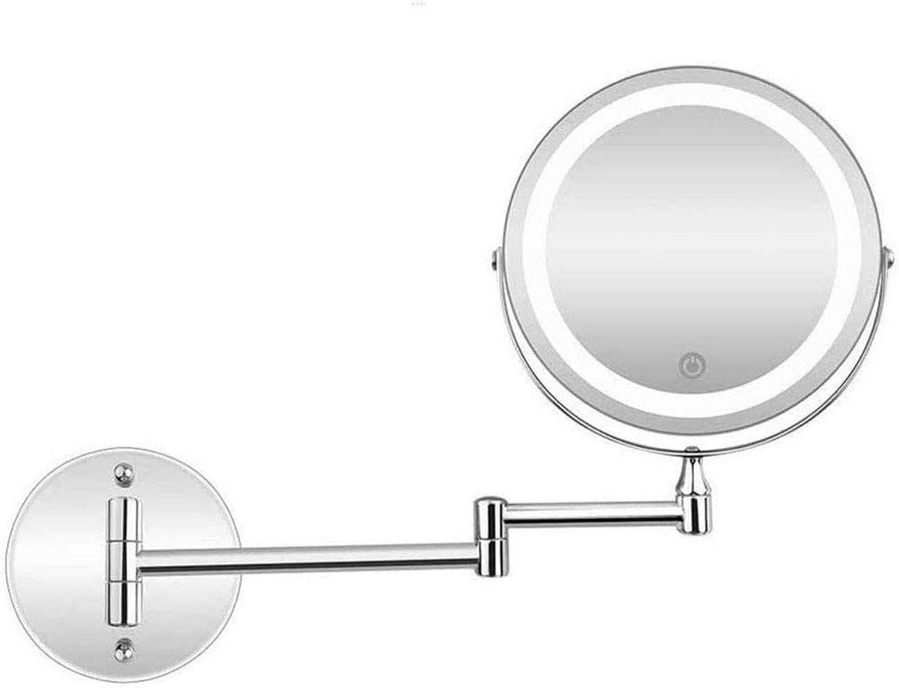 Makeup Mirror 7" Wall Mounted Makeup Mirror with Lights LED 10x Vanity Mirror Double Sided, Touch Adjustable Light, Shaving Makeup in Bedroom or Bathroom, Powered by 3xAAA Batteries