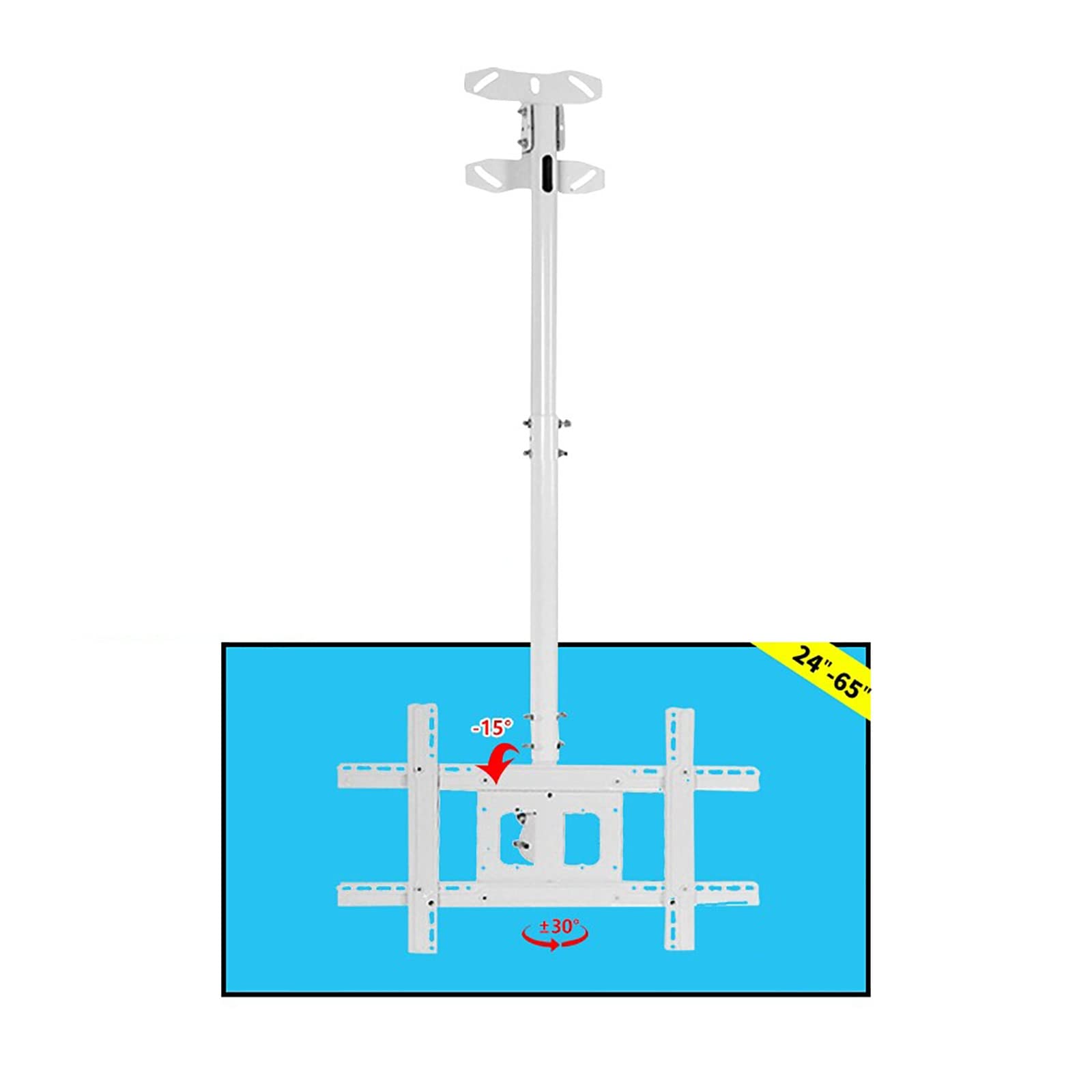 CGCSYZ Ceiling TV Mount, Hanging TV Bracket With 24-65inch Of Height Adjustment, For Flat Panel LCD LED Plasma TVs, Up To 99 Lbs, VESA 600x400mm TV Bracket
