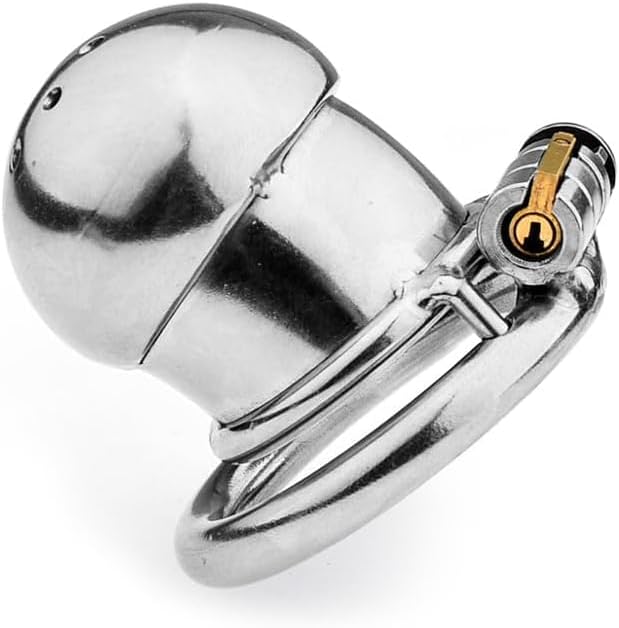 Inverted Chastity Cage SM Sex Toys Steel Stainless Flat Chastity Cage Male Cage Chastity Device Chastity Lock Beginner Cage to Prevent Erection Bondage for Men(50mm)