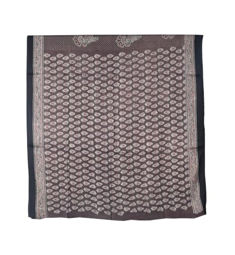 Image of Ethnics of Kutch Womenss Ajrakh Modal Silk Natural Dye Hand Block Print Saree with Blouse Piece - 5.5 Mtr Length