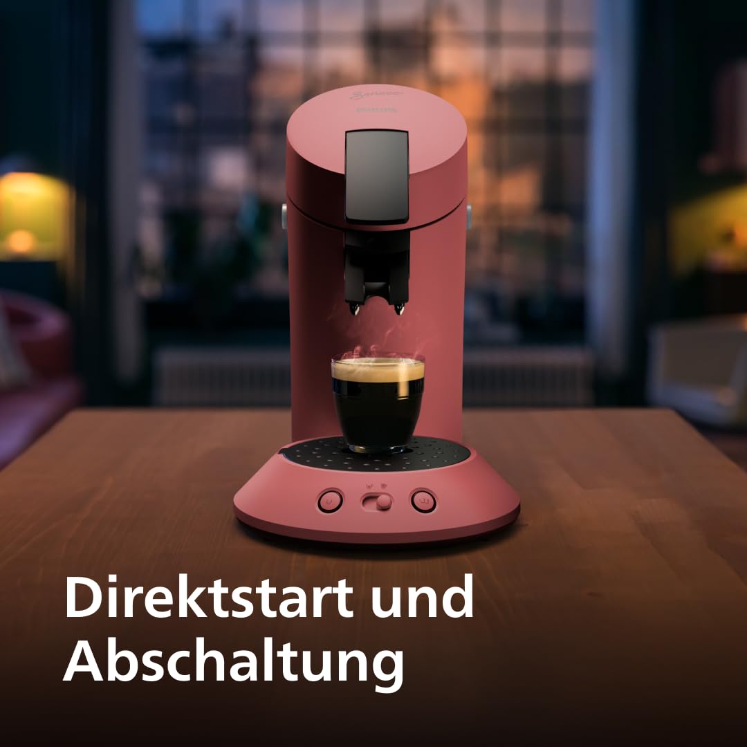 PHILIPS Senseo Original Plus Kaffeepadsmaschine CSA210/35 Kaffeestärkeauswahl Coffee Boost Recycling-Kunststoff Sanftes Rot
