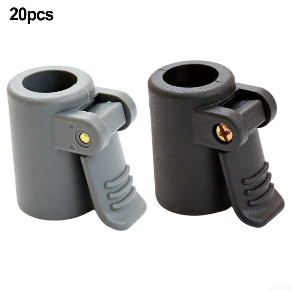 Zeltstangen-Einsteller, 20 Stück, robuster Kunststoff, 16 mm bis 19 mm, verstellbarer Klemmgriff für Zeltvorzeltstange