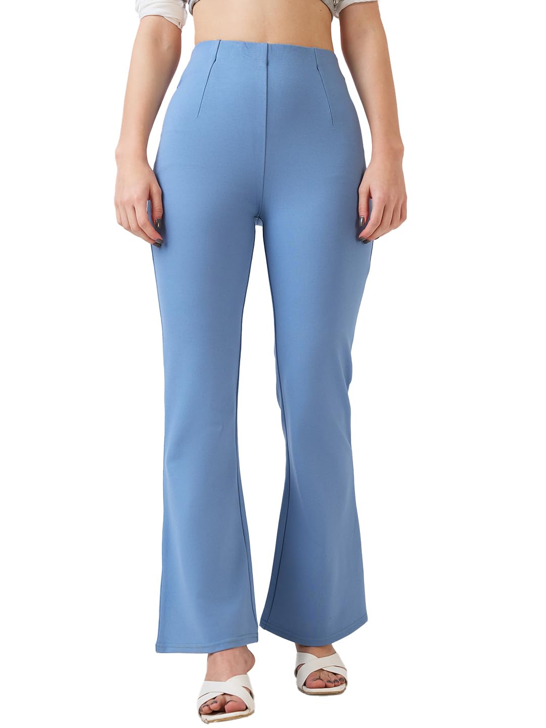 Women's Stretchable Mid Rise Workwear Bootcut Treggings-image-13