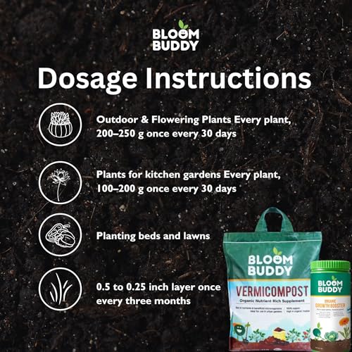 Image of Bloom Buddy Vermicompost & Organic Growth Booster Fertilizer 1kg Combo - Nourish Soil & Enhance Plant Growth