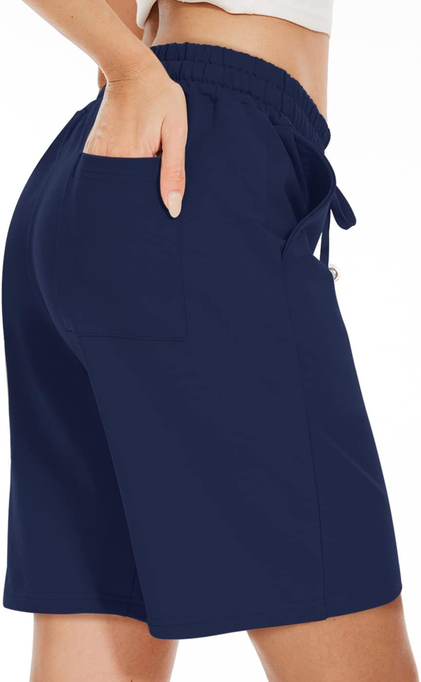 TARSE Women's Bermuda Shorts Long Cotton Loose with Pockets Knee Length for Yoga Casual Walking Exercise Shorts - Image 4