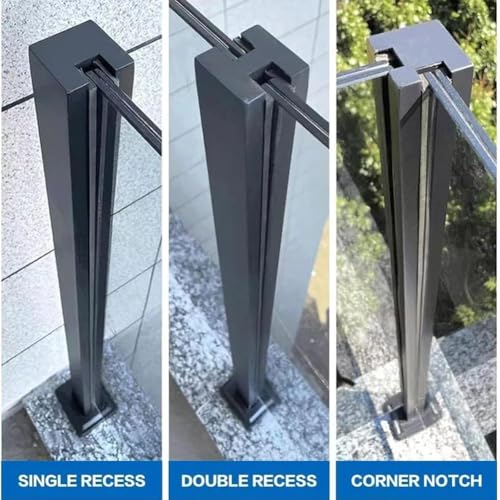 Black Glass Railing Post - 304 Stainless Steel, 33.4" for Balconies, Decks, Staircases, Patio Stairs & Pool Fences, Screw Base End Post, Durable & Stylish Design