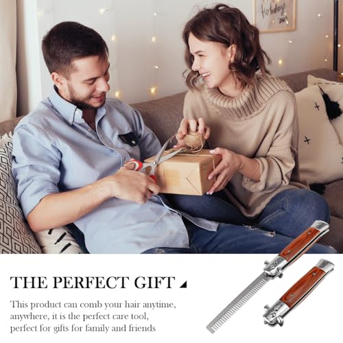 Peine Plegable de Acero Inoxidable con Mango de Madera miniatura 6
