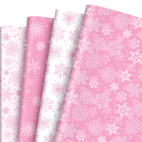 Papier cadeau d'hiver rose Whaline pour vos ateliers de scrapbooking et paquets de naissance