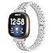 Produktbild QINJIE Gurt Kompatibel mit Fitbit versa3 / Sense Ersatzgurt Damen Herren Edelstahl Strass Armband Armband Armband,B