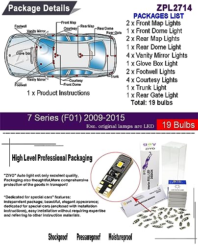 Kit LED interior ZIYO 19 bombillas para BMW Serie 7 F01 miniatura 2
