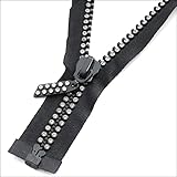 MebuZip 24 Inch #10 Rhinestone Zipper Large Lightning Shiny Separating Diamond Zippers Open-End for Sewing DIY Jacket Bag Coat Craft