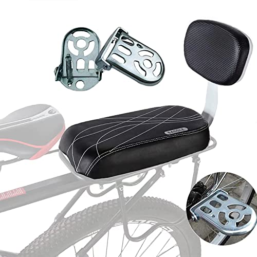 TIMEFLIE Siege Velo Enfant,Coussin de siège arrière de vélo,Vélo Pièces Accessoires Sièges,Repose Pieds de Vélo,avec Coussin Doux et Dossier,Confortable pour Les Enfants Ou Les Adultes