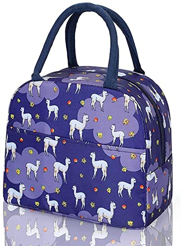 Zephorus Lunch Bag for Kids, Stylish Heat Insulated Tiffin Bags for Travel School & College, Office Thermal Bag Picnic Organizer Storage (White Alpca Lunch Bag)