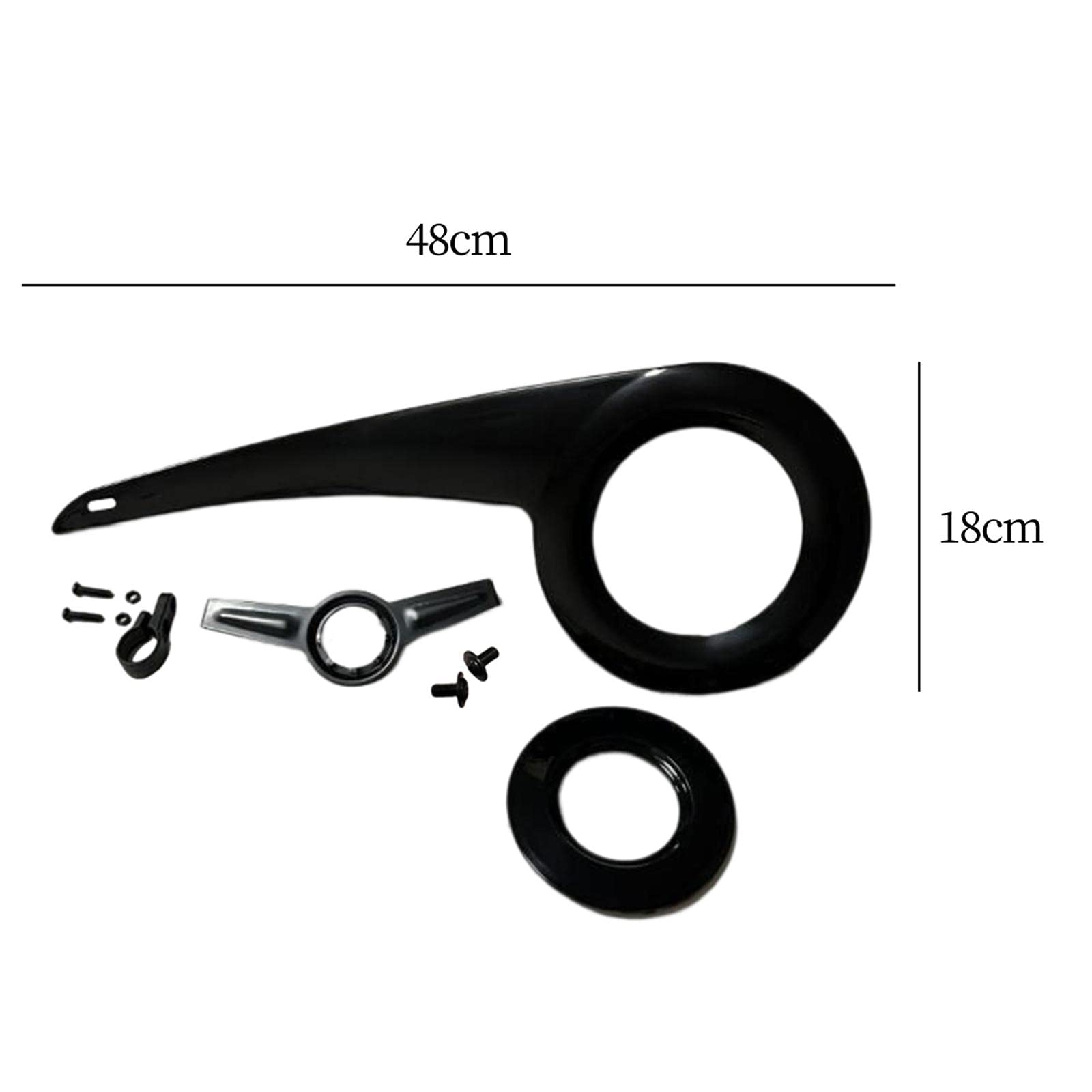 Fahrradkettenschutz-Zubehör, einfach zu installieren, 32T-38T für Fahrrad, transparent, schwarz + Schnalle