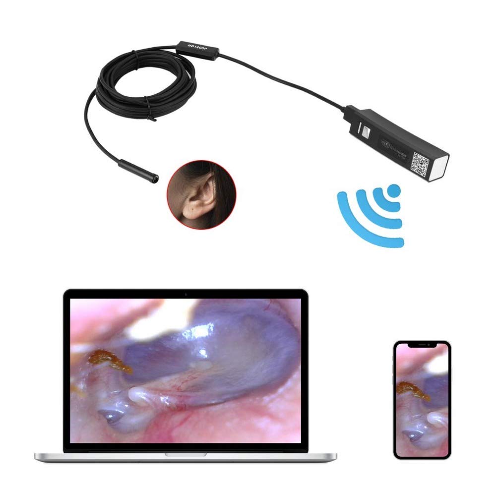 QLPP 720P Endoscope Camera with Semi-Rigid Snake Line Camera, Wifi Wireless 5.5Mm Lens Diameter Wireless Borescope Inspection Camera Endoscope-2m