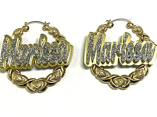 Personalized Custom Gold XOXO Hoop 2.5" Size Earrings Name Plate Laser Cut Diamond Look Script Cursive Design Stunning Look - Quality, Attractive Gold XOXO Earrings, Made To Order - Any Name3