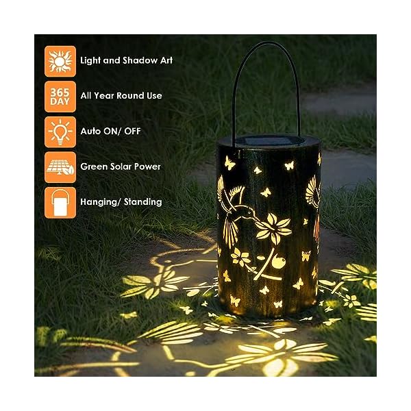 Diealles Shine Solarlaterne für Außen, Gartenlaterne Solar Wasserdicht IP44, Hängend/ Stehend, für Balkon Deko, Gartendeko – Bild 5