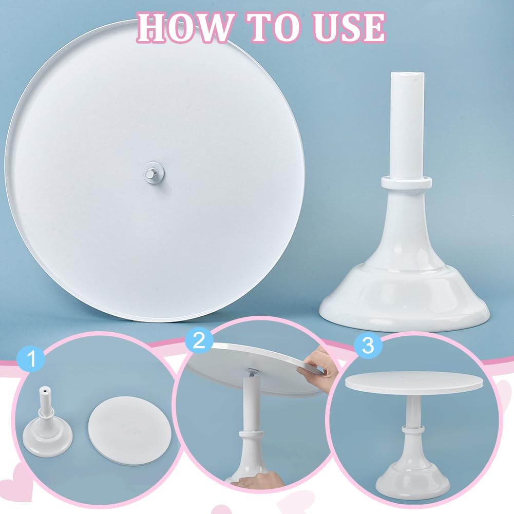 PH PandaHall 3pz Supporti per Torte Bianchi 20/25/30cm Supporti da Esposizione per Tavolo da Dessert in Metallo Esposizione e Vassoio di Servizio per Matrimonio Compleanno Anniversario