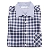 aglini blusen neue kollektion  Aglini 4364V Camicia Uomo Lorenzo Brown/Blue Shirt Men [40]