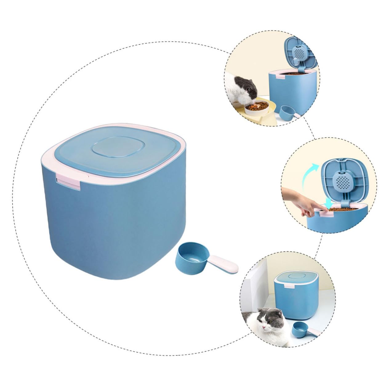 COLLBATH Caja De Comida Para Perros y Gatos Contenedor De Almacenamiento De Grano 11l Sellado Previene La Humedad Mantiene La Frescura