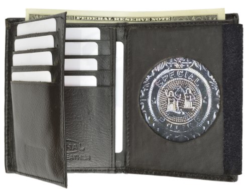 MARSHAL Genuine Leather Trifold Wallet for Men with Security Badge Holder