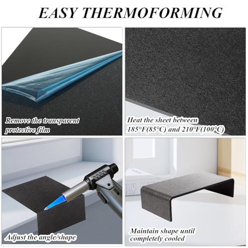 Image of 3 PCS 1 /4 ABS Plastic Sheet 1 /4 Inch Thick 12 inch x 16 inch Black Plastic Sheet PVC Sheets 1 /4 Inch Thick Thermoplastic Sheet Heat Moldable Plastic Sheets for DIY Projects, Decor, Handcrafts