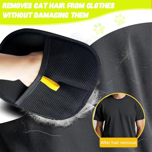 Image of Qpets Pet Hair Removal Gloves, Reusable Grooming Mitt Cleaning Glove for Furniture, Carpets, Car Seats & Gentle Massage for Dogs Cats (3Pcs)