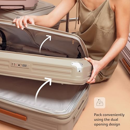 Image of Acer Brisbane Suitcase, 24 inch Check-in, with 360 Degree Spin 8 Wheels, Double TSA Lock, Dual Opening (Top and Mid), Expandable, Recycled Polyseter Material, Moreton Sand