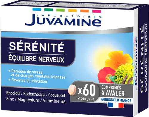 JUVAMINE - Sérénité Équilibre Nerveux - Favorise La Relaxation Et La Détente - 60 Comprimés - A Base de Plantes & Minéraux