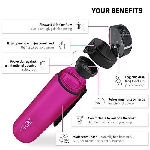 Image of 720DGREE Water Bottle 650ml inchuberBottle inch softTouch +Sieve - BPA-Free Tritan, Leakproof, Reusable Drinking Bottle - Sports Bottle for School, Fitness, Gym, Cycling, Travel, Office, Outdoor, Hiking