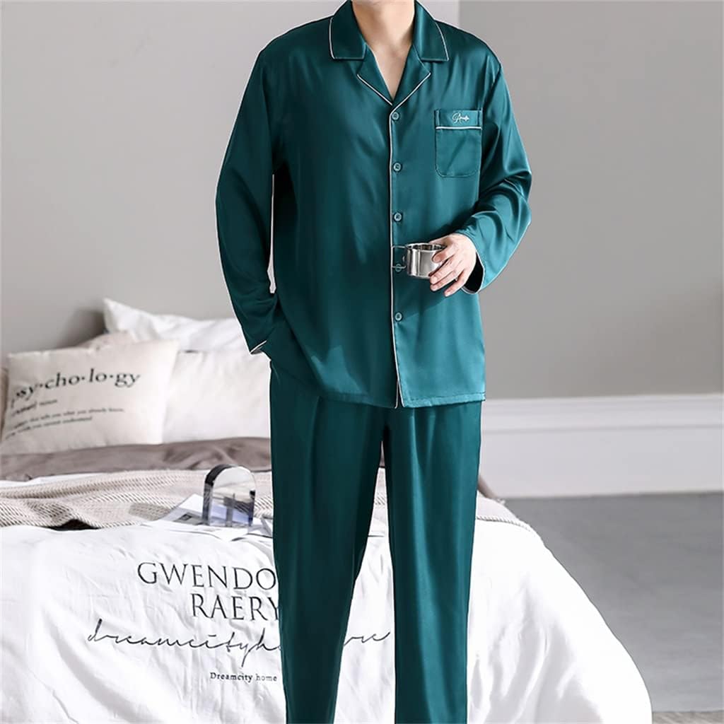Pajamas Men's Spring and Autumn Silk Ice Long Sleeve Homewear Four Seasons