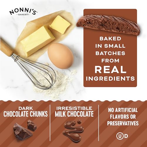 Nonni's Triple Chocolate Biscotti Italian Cookies - 2 Boxes Triple Chocolate Italian Biscotti Cookies w/Dark Chocolate - Biscotti Individually Wrapped Cookies - Kosher Chocolate Coffee Cookie 6.88 oz