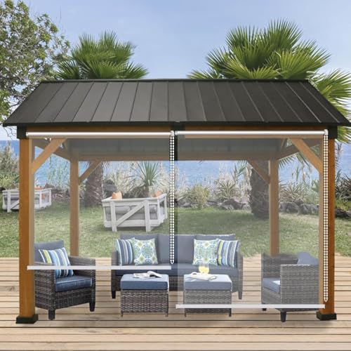 Persianas enrollables de PVC transparente enrollables, impermeables, a prueba de polvo, aislantes del calor, con accesorios para jardín, balcón, pérgola, cenador