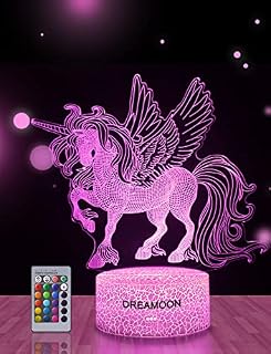 DREAMOON Unicorn Gift for Girls, Unicorn 3D Night Light with Remote 16 Colors Changing, Birthday Gift for Kids Children
